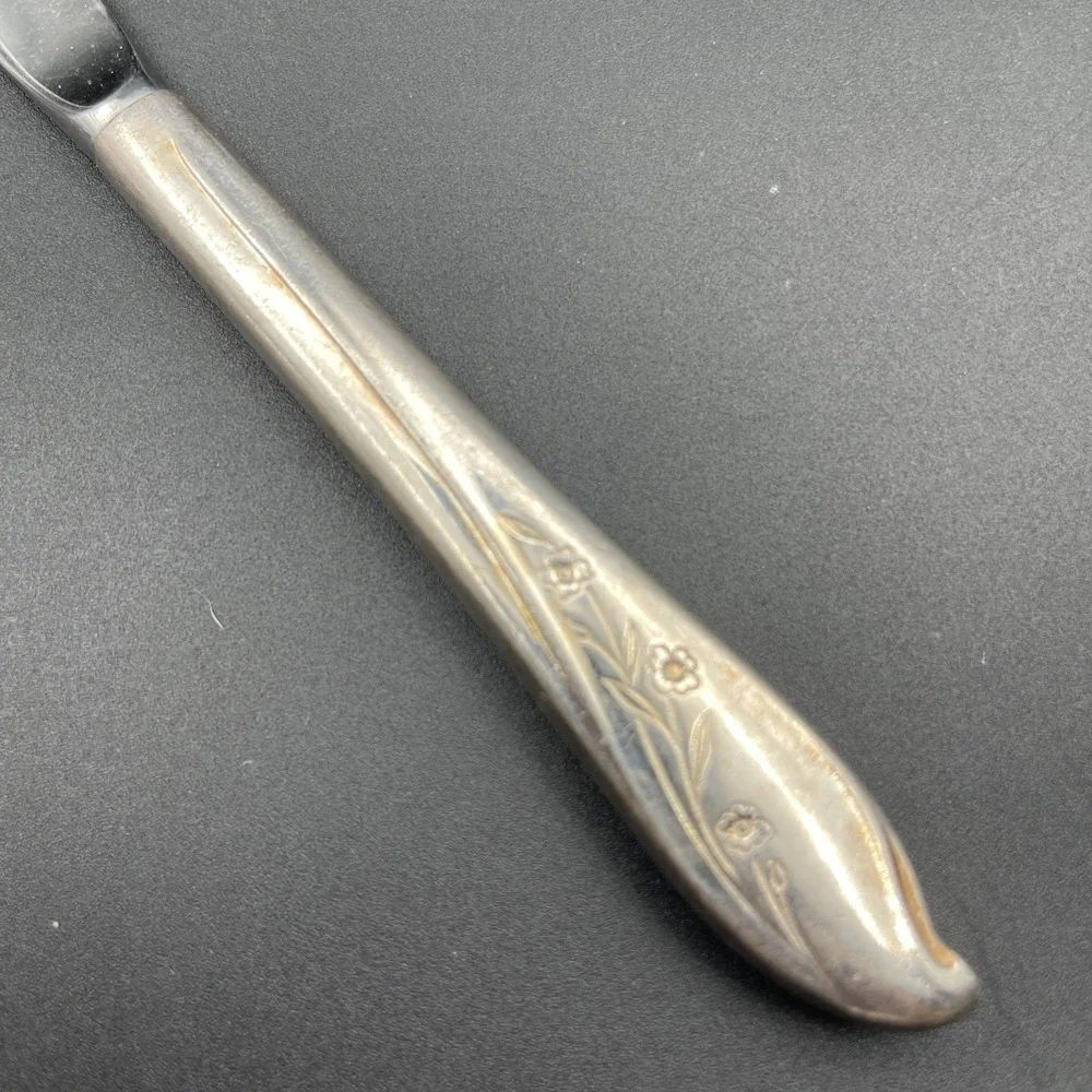 Lot 3 Vintage Hollow Handle Dinner Knives Flower De Luce Bateman Springtime